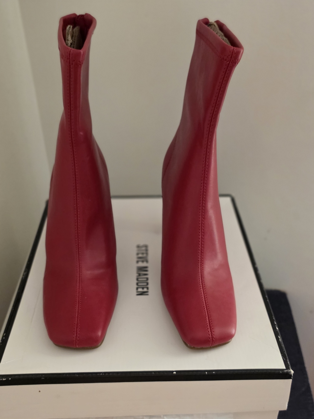 Steve Madden Red Stretch Leather Ankle Boots